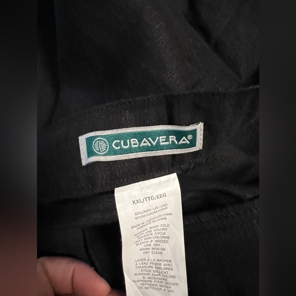 Cubavera Women's Linen Blend Pants Size XXL Black Drawstring Waist Fly Front - Picture 6 of 6